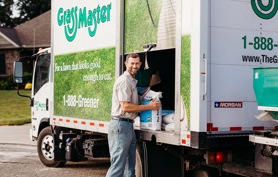 Grass Master commercial lawn care services.